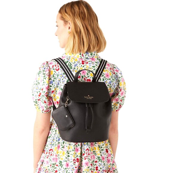 New Kate Spade Rosie Medium Flap Backpack Black - Picture 5 of 5
